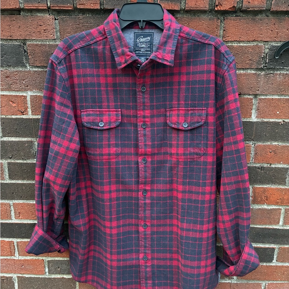 Grayers Heritage Flannel Red and Black Plaid button up Shirt